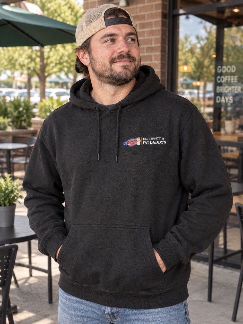 DSG University of Fat Daddy’s Men’s Large Black Pullover Hoodie Graphic Back